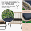 Set Mobili da Giardino Stile Boho in Rattan PE con 2 Poltrone, Divanetto e Tavolino 860-202