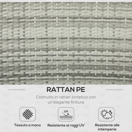 Set da Giardino 4pz in Rattan Grigio con Tavolo ad Altezza Regolabile, 2 Poltrone Reclinabili e Divano 2 Posti  860-276V00LR
