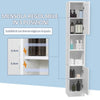Colonna Bagno Salvaspazio in Legno con Specchio e Apertura a Pressione, 30x28x170cm, Bianco KL7834-461V01KL7