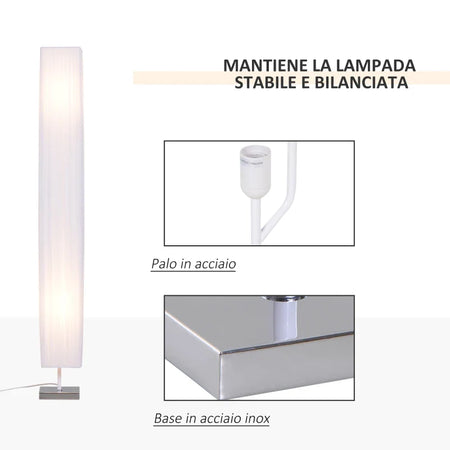 Lampada da Terra con Piantana in Tessuto, Bianco YH8B31-019YH8
