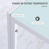 Tavolo Moderno Rettangolare Struttura in Metallo e Piano in Vetro Temperato - Bianco JH3835-479WTJH3