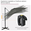 Ombrellone da Giardino con Angolazione Regolabile su 5 Livelli e Rotazione a 360°, 2.5x2.5 m, Grigio 84D-051V00GY