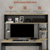 Scrivania Moderna con Ripiani e Supporto per CPU in Legno, 114x45x138cm, Grigio e Legno Naturale CK1920-081V00GYCK1