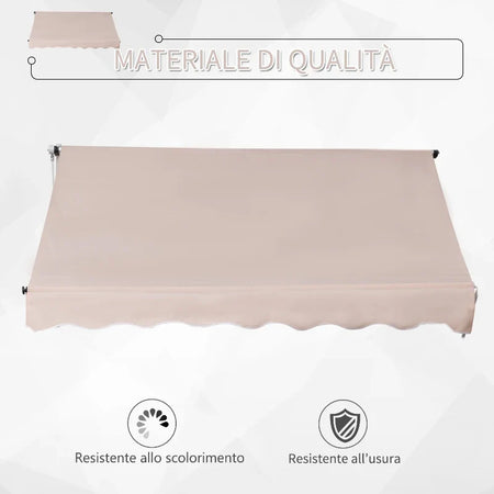 Tenda da Sole 2x1.5 m per Esterno a Rullo con Manovella e Angolazione Regolabile, Beige WD6840-182CWWD6