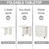 Tavolo Pieghevole con 2 Ripiani iInferiori in Legno, Tavolo Richiudibile con Ruote per 6 Persone, Bianco WQ702-0621WQ7