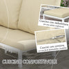 Set 2 Lettini Prendisole con Schienale Regolabile e Tavolino da Giardino in Vetro, Beige 84G-337V00BG