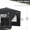 Gazebo 3x3 ad Altezza Regolabile con Fori di Drenaggio e Borsa da Trasporto, in Metallo, Grigio 84C-460V00CG