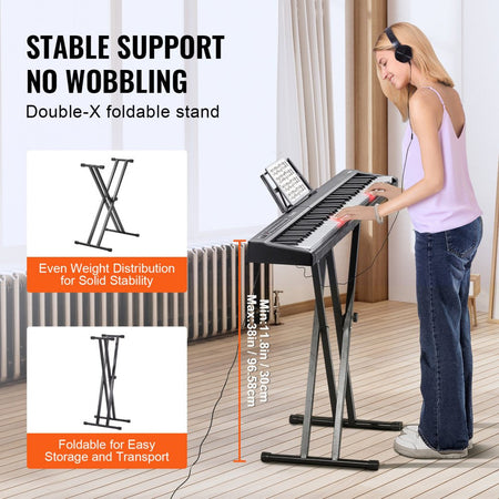 Pianoforte Digitale 88 Tasti VEVOR con Bluetooth, Supporto Regolabile e Altoparlanti Stereo