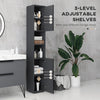Colonna Bagno in Truciolato con 2 Ripiani Aperti e 2 Armadietti a 2 Livelli, 30x30x183 cm, Nero e Grigio RF8834-628V80BKRF8
