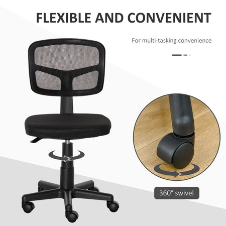 Sedia da Ufficio Ergonomica in Rete Senza Braccioli e Regolabile in Altezza, Nero HN3921-577HN3