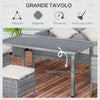 Set 5 Pezzi Salotto da Esterno con 2 Divani 1 Tavolino 2 Sgabelli, Mobili da Giardino in Rattan Grigio 860-093CW