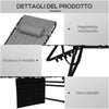 Set 2 Lettini Prendisole con Schienale Reclinabile e Tasca, in Acciaio e Poliestere, 65x188x36 cm, Grigio e Nero 84G-268V01GY