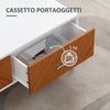 Tavolino caffè 100x50x40 Bianco e Marrone ST4839-251ST4 , soggiorno salotto basso nero bianco marrone grgio design moderno sala moderno alto divano camera legno vetro rotondo