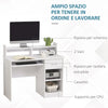 Scrivania per Computer Compatta, Scrivania PC Fisso in Legno Bianco con Ripiano Tastiera Estraibile e Mensole 104x48x95.5cm XN5836-262WTXN5