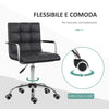 Sedia da Ufficio Ergonomica in pelle PU Nero, Sedia da Studio con 5 Ruote Girevoli, Imbottitura e Altezza Regolabile, 52.5x54x84-99cm ML402-0697ML4