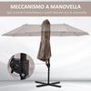 Ombrellone Doppio da Giardino in Metallo e Poliestere Anti-UV Impermeabile, 440x270x250cm, Marrone 84D-085BN