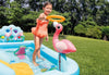 Centro Gioco Gonfiabile Jungle Adventure Intex, Piscina per Bambini con Scivolo, Palme, Fenicottero e Scimmia, Vinile Multicolore, Portata 80kg, 2+ Anni