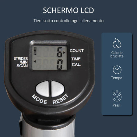 Stepper con Manubrio Regolabile, Monitor LCD ed Elastici, 55x53x118-128cm, Nero OI2A90-279V01SROI2