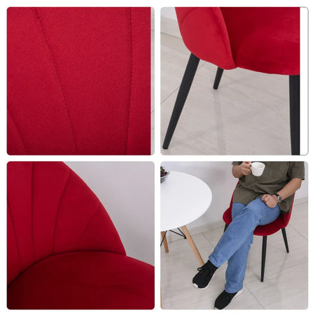 Set 2 Sedie Sala da Pranzo e Soggiorno Imbottite, Design Nordico ed Ergonomico in Metallo e Velluto, 52x54x79 cm, Rosso TG2835-253RDTG2
