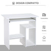 Scrivania per Computer Porta PC Moderna Salvaspazio, Scrivania da Uffcio con Ripiano per CPU e Mensola Tastiera Estraibile in Legno, 80x45x75cm, Bianco QU6836-092WTQU6
