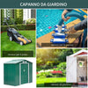 Casetta da Giardino Porta Utensili in Lamiera con Porte Scorrevoli, 213x130x185cm, Verde ER8845-030GNER8