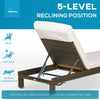 Set 2 Lettini Prendisole in Rattan PE con Cuscino e Schienale 5 Reclinazioni, 196x60x22cm 862-019V00BN
