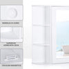 Mobiletto Pensile da Bagno, Armadietto Bagno con Specchio, Anta Centrale e Mensole in Legno Bianco (60 x 17 x 63 cm) UJ6834-203UJ6