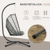 Poltrona Sospesa in Rattan PE con Cuscino, Seduta Pieghevole e Struttura in Acciaio, Grigio 867-157V00CG