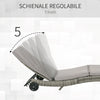 Sdraio da Giardino in Rattan PE con Schienale Regolabile e Cuscino, 207x70x70cm, Grigio 862-030GY