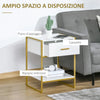 Set 2 Comodini Moderni con Cassetto e Ripiano Aperto in MDF e Acciaio, 45x40x60cm, Bianco e Oro AW1831-534AW1