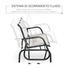 Panchina a Dondolo da Giardino a 3 Posti in Metallo e Tessuto a Rete Traspirante, 147x75x85cm, Beige 84B-531CW