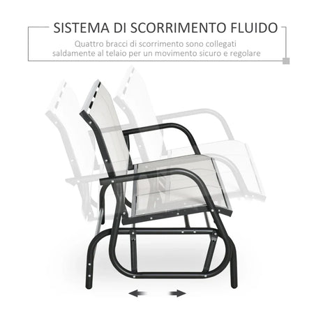 Panchina a Dondolo da Giardino a 3 Posti in Metallo e Tessuto a Rete Traspirante, 147x75x85cm, Beige 84B-531CW