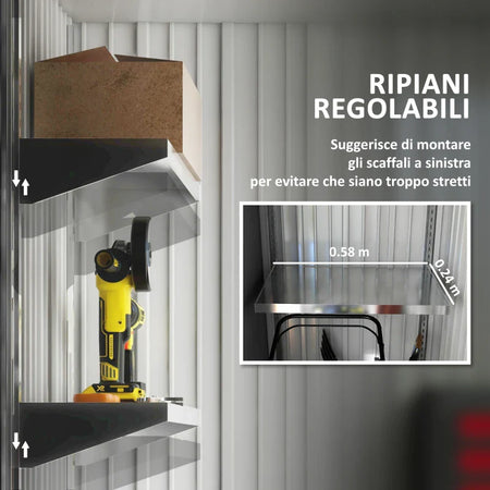 Casetta da Giardino Porta Attrezzi in Acciaio con Porta Bloccabile, 161x95x163/181cm, Verde GB6845-840V00YGGB6