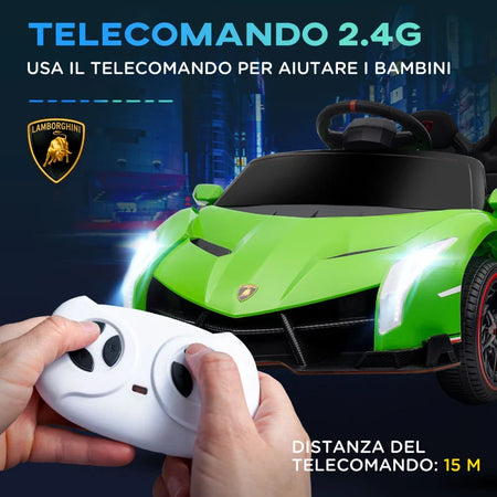 Macchina Elettrica per Bambini Lamborghini Veneno 12V con Telecomando, Età 3-6 Anni, Verde FG4370-279V90GNFG4