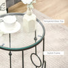 Set di 2 Tavolini da Caffè Impilabili in Metallo e Vetro Temperato Ø41x57cm e Ø36x51cm, Nero BG6833-674V00BKBG6