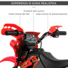 Moto Elettrica per Bambini 3-6 Anni in Plastica PP con Ruote di Supporto, Fari e Musica, 102x53x66 cm, Rosso e Nero WQ152-0018WQ1