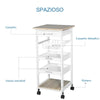 Carrello da Cucina Salvaspazio in Legno Bianco con 4 Ruote 37x37x82cm UH3801-152WTUH3