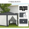 Gazebo da Giardino Esagonale con Doppio Ingresso, in Metallo e Poliestere, 3.94x3.94x2.5 m, Grigio  84C-044V02CG