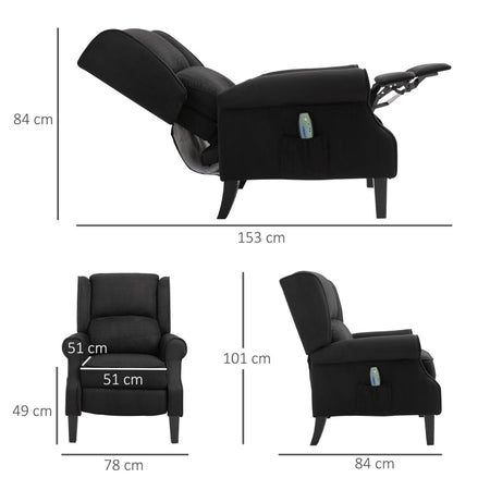 F700-028V91BKA Poltrona Massaggiante e Reclinabile con Funzione Riscaldante e Telecomando, 78x84x101cm, Nero