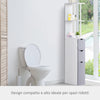 Mobiletto a Colonna Salvaspazio in Legno, Armadietto da Bagno con Ripiani e Armadietti, Bianco, 15x33x136.5cm RF7834-114RF7