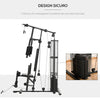 Stazione Fitness Palestra Multifunzione per Allenamento a Casa e Professionale, Acciaio 150x110x210cm Nero ZB5A91-134BKZB5
