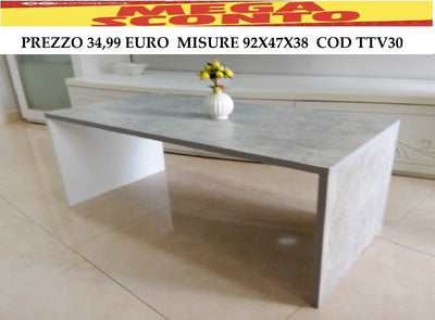 ttv30 tavolino da salotto soggiorno bianco e grigio cemento in legno tavolinetto caffè