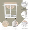 Carrello da Cucina Pieghevole, Mobile da Cucina Salvaspazio con 2 Sgabelli 2 Cassetti 5 Ruote (Rotazione 360°), Legno MDF Bianco MN2801-117MN2