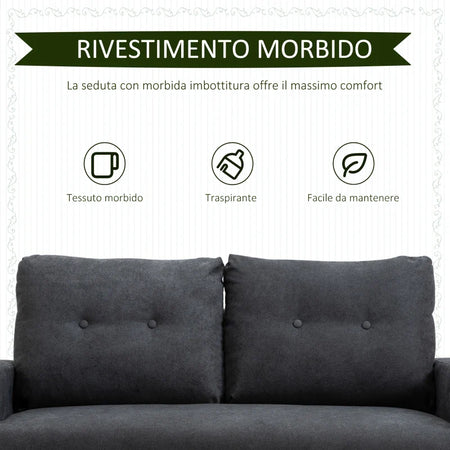 Divano 2/3 Posti Tessuto 145x77x88 Grigio GH2833-902CGNH2 , soggiorno salotto angolare ad angolo nero bianco marrone beige basso contenitore clic clac design moderno letto divani sala studio ufficio grande