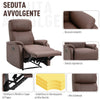 Poltrona Relax Manuale con Schienale Reclinabile 145° e Poggiapiedi in Pelle PU Marrone, 76x91x106cm YT6833-840YT6