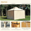 Gazebo da Giardino 3 x 3m con 4 Tende Laterali e Doppio Tetto Beige 84C-033