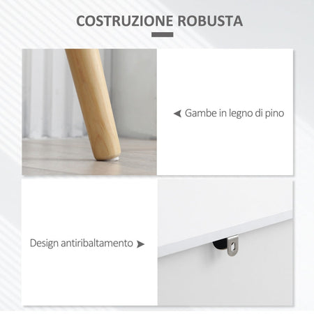Mobile da Salotto con 2 Armadietti a 2 Ante e Cassetto in legno Pino, 100x40x82 cm, Grigio e Bianco mobile tv credenza madia F838-196LGA