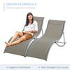 Set 2 Sdraio da Giardino Pieghevoli, Lettino Prendisole in Alluminio e Textilene, 61x165x63cm 84B-540GY