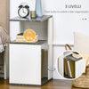 Comodino con Ripiano Aperto in Truciolato dal Design Irregolare, 35x29.5x60 cm, Grigio e Bianco DR6831-569WTDR6