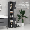 Colonna Bagno in Truciolato con 2 Ripiani Aperti e 2 Armadietti a 2 Livelli, 30x30x183 cm, Grigio QS3834-628V80LGQS3